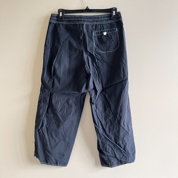 LUCY BLACK WIDE LEG PANTS CROP CAPRI WOMENS SIZE S ATHLETIC RUNNING TIE WAIST - Picture 3 of 6